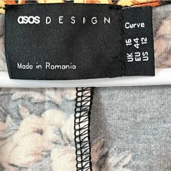 Asos Design Women's Long Sleeve Floral Ruched Mini Dress - 12 - Picture 6 of 7